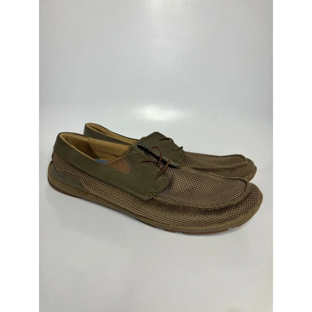 Olukai Mano Mesh Boat Shoes Mens 11 Brown‎ Good Breathable Slip On Loafers